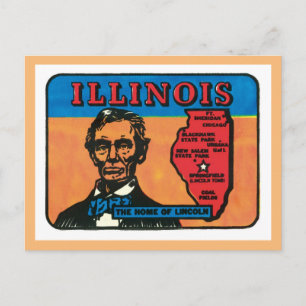 Illinois Lincoln President Vintage State  Postcard