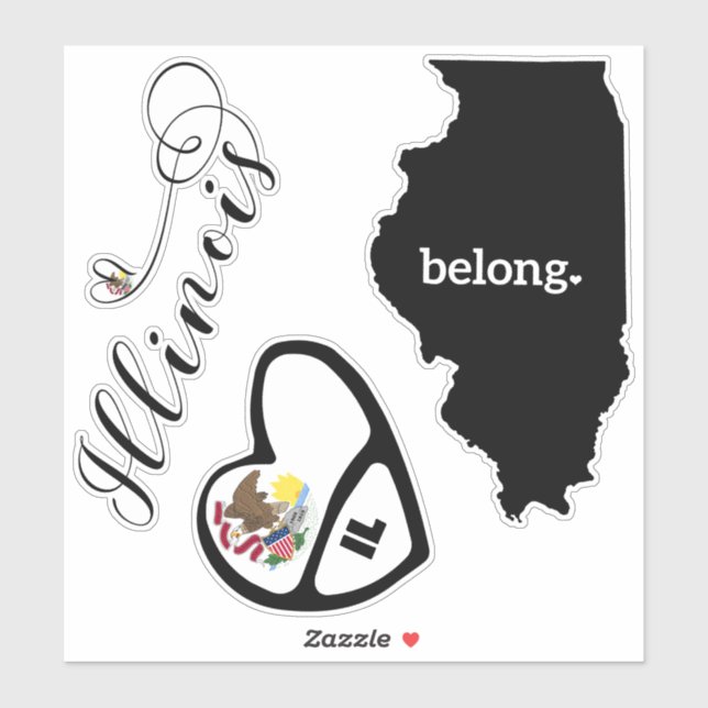 Illinois Love, 3 Designs, Die Cut Stickers (Sheet)
