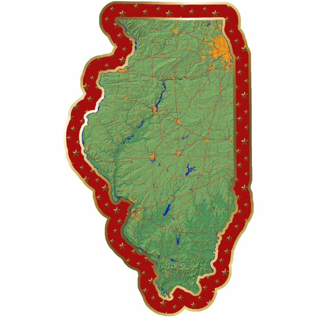 Illinois Map Christmas Ornament Cut Out (Front)
