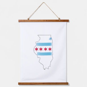 Illinois map hanging tapestry