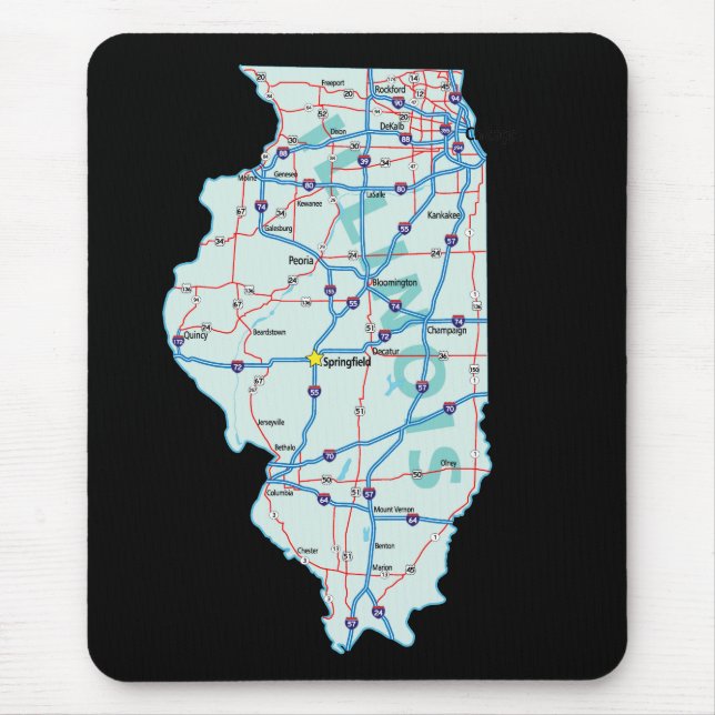 Illinois Map Mousepad (Front)