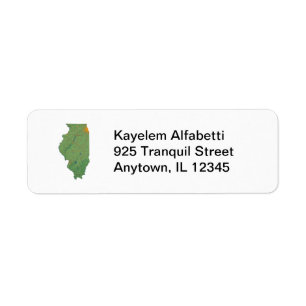 Illinois Map Return Address Label