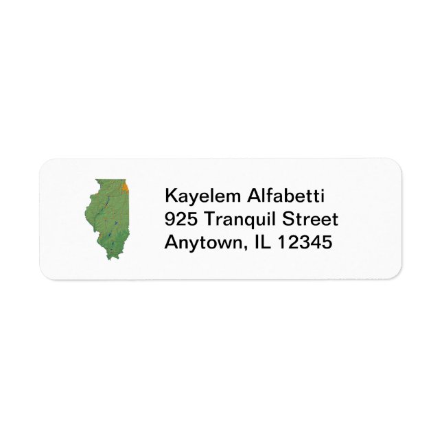 Illinois Map Return Address Label (Front)