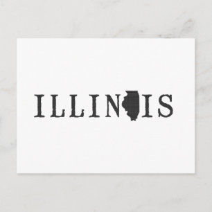 Illinois Map Shaped Letter State Word Art Black Postcard