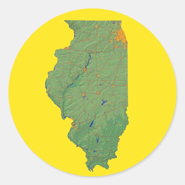 Illinois Map Sticker (Front)