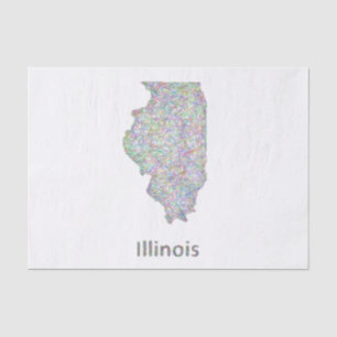 Illinois map tissue paper