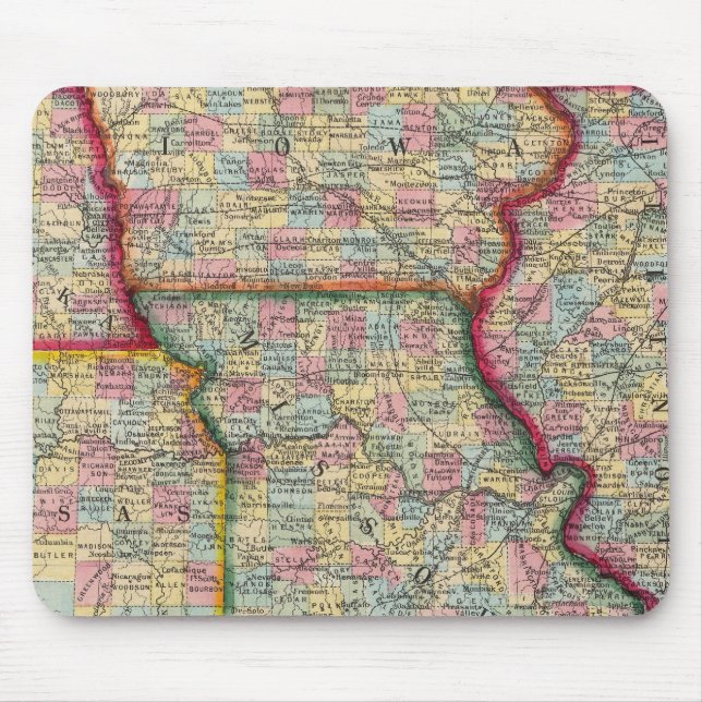 Illinois, Missouri, Iowa, Nebraska And Kansas Mouse Mat (Front)