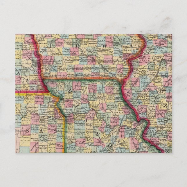 Illinois, Missouri, Iowa, Nebraska And Kansas Postcard (Front)