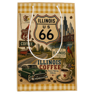 Illinois Mother Road Coffee Gift Wrap Medium Gift Bag