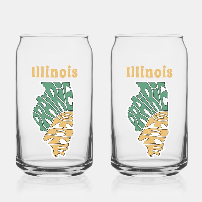 Illinois Nickname Word Art Can Glass (Left)