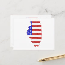 Illinois Patriotic State Shaped American Flag