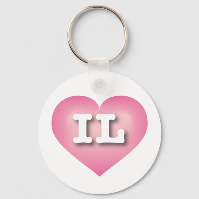 Illinois Pink Fade Heart - I love IL Key Ring (Front)