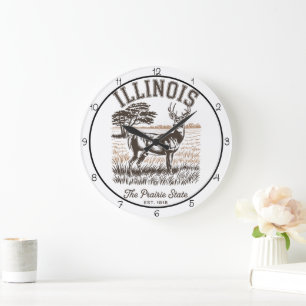 Illinois Prairie State Deer Large Clock