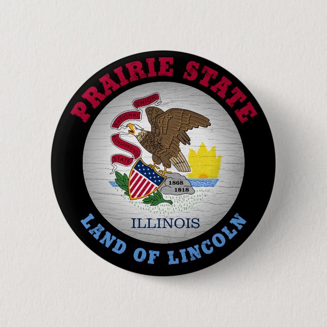 ILLINOIS PRAIRIE STATE FLAG 6 CM ROUND BADGE (Front)