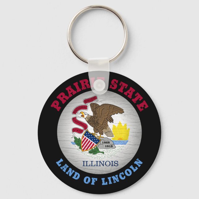 ILLINOIS PRAIRIE STATE FLAG KEY RING (Front)