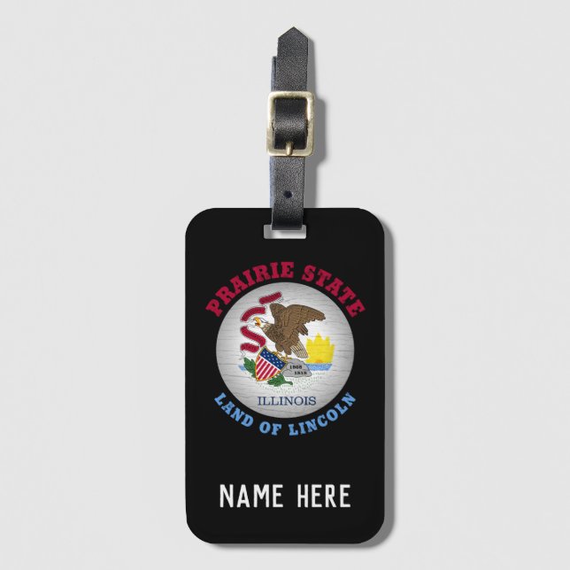 ILLINOIS PRAIRIE STATE FLAG LUGGAGE TAG (Front Vertical)