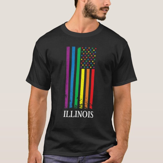 Illinois Pride Month Pride Flag LGBT Community LGB T-Shirt (Front)