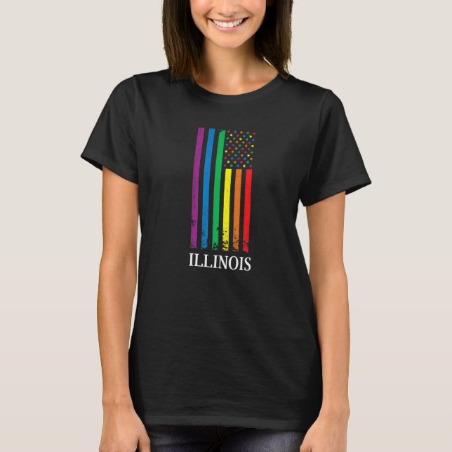Illinois Pride Month Pride Flag LGBT Community LGB T-Shirt (Front)