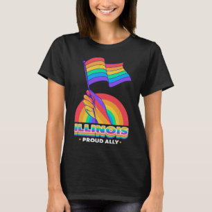 Illinois Proud Ally Pride Month LGBTQ LGBT Communi T-Shirt