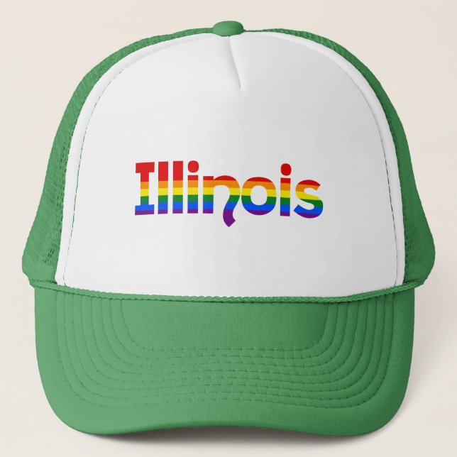 Illinois Rainbow text Hat (Front)