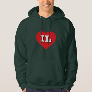 Illinois Red Heart - I love IL Hoodie