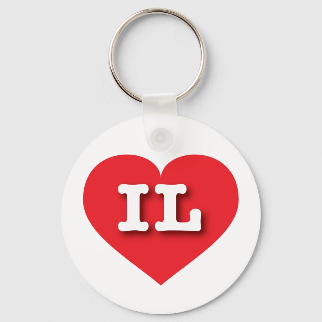 Illinois Red Heart - I love IL Key Ring (Front)
