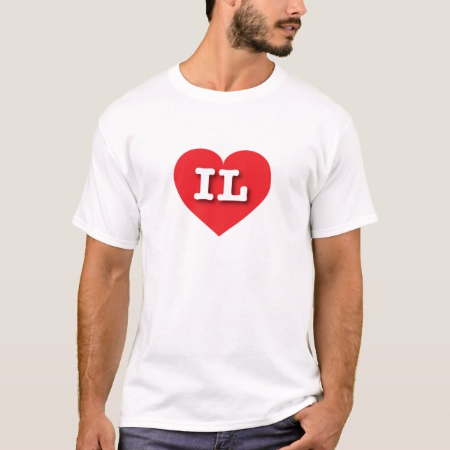 Illinois Red Heart - I love IL T-Shirt (Front)