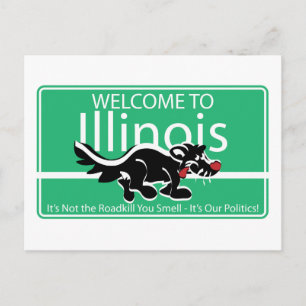 Illinois Road Sign Postcard