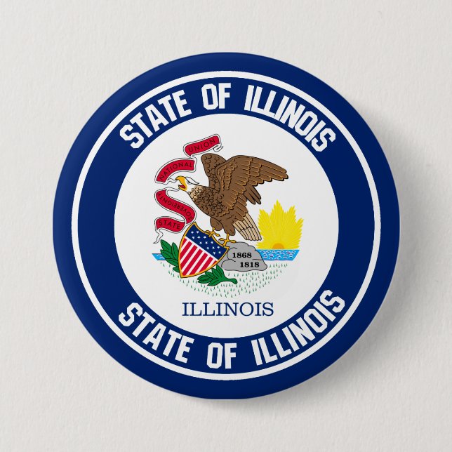 Illinois Round Emblem 7.5 Cm Round Badge (Front)