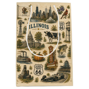 Illinois Route 66 Gift Skyline Medium Gift Bag