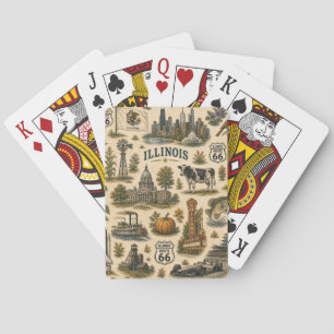 Illinois Route 66 Lucky Skyline Playing Cards