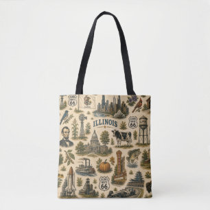 Illinois Route 66 Market Skyline Tote Bag