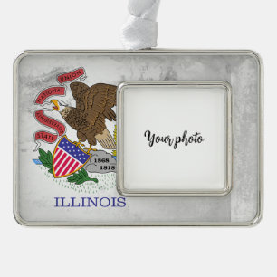 Illinois Silver Plated Framed Ornament