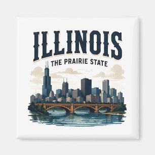 Illinois Skyline and Prairie Heritage Magnet