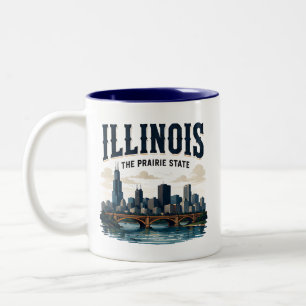 Illinois Skyline and Prairie Heritage Two-Tone Coffee Mug