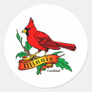 Illinois State Bird - Cardinal Classic Round Sticker