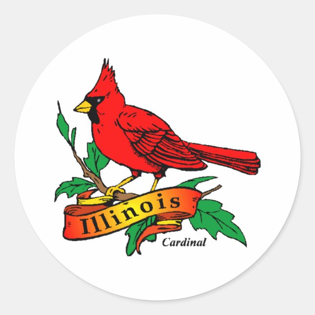 Illinois State Bird - Cardinal Classic Round Sticker (Front)