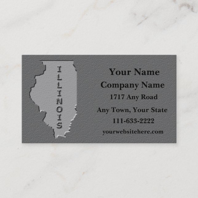 Illinois State Business card   carved stone look (Front)
