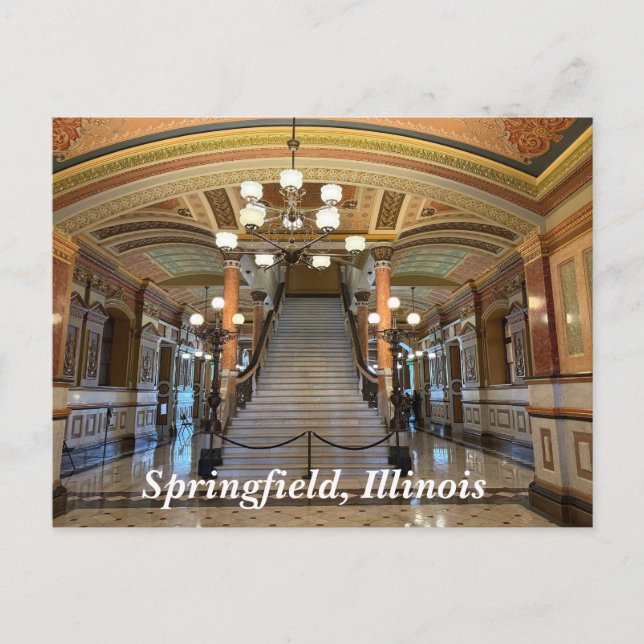 Illinois State Capitol in Springfield Holiday Postcard (Front)