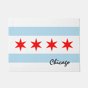 Illinois State & Chicago Flag USA house mat /sport