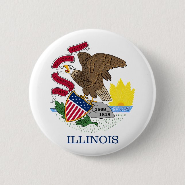 Illinois State Flag 6 Cm Round Badge (Front)