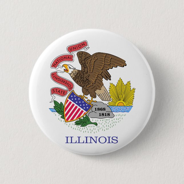 Illinois State Flag 6 Cm Round Badge (Front)