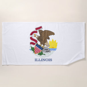 Illinois State Flag Beach Towel