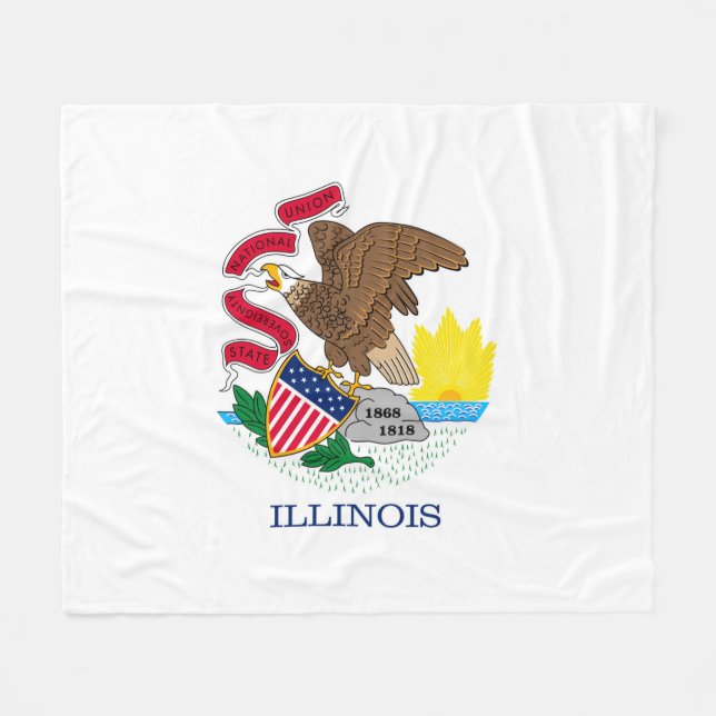 Illinois State Flag Design Fleece Blanket (Front (Horizontal))
