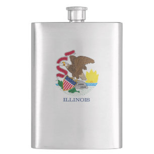 Illinois State Flag Design Hip Flask