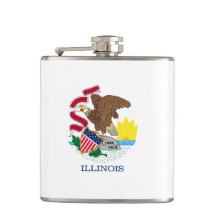 Illinois State Flag Design Hip Flask