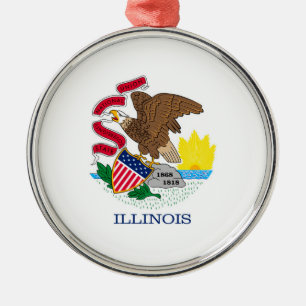 Illinois State Flag Design Metal Tree Decoration