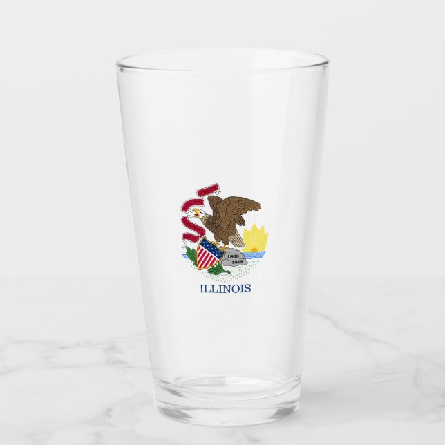 Illinois State Flag Glass (Front)