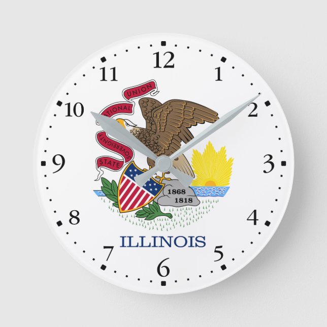 Illinois State Flag Round Clock (Front)
