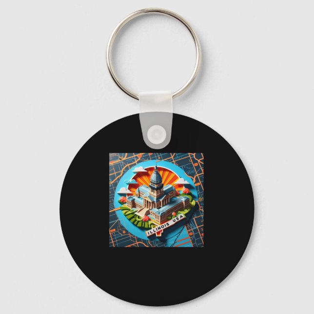 Illinois State In Usa Sticker  Key Ring (Front)